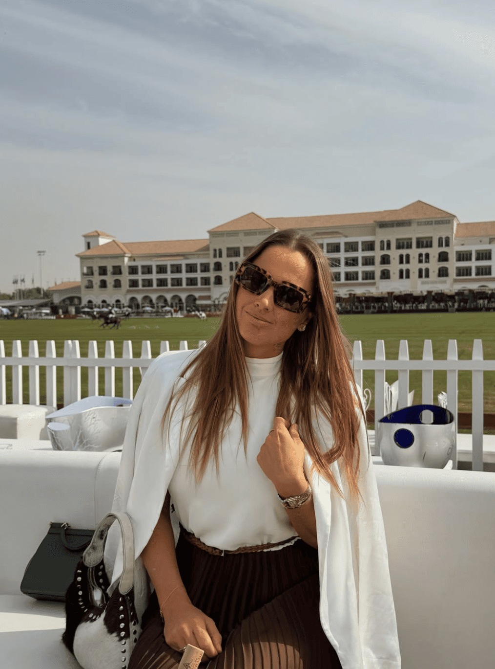 Magdolna Jano attending a polo match in Dubai